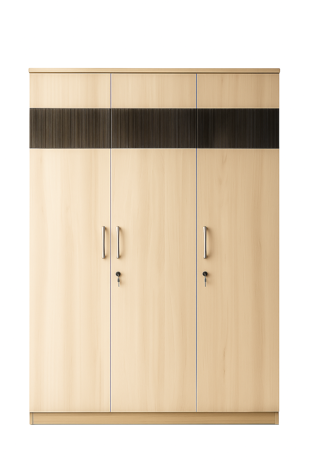 Elegant Light Oak Finish 3-Door Wardrobe – 4×6 Ft